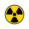 Radioactive warning yellow circle sign. Radioactivity warning vector symbol.